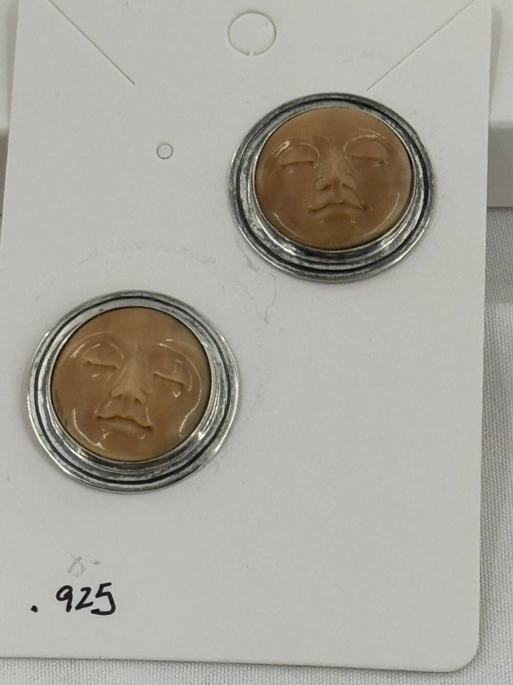 Sajen Style Goddess Face Post Earrings mounted on 925 Sterling Silver